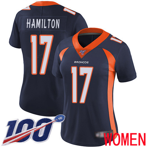 Women Denver Broncos #17 DaeSean Hamilton Navy Blue Alternate Vapor Untouchable Limited Player 100th Season Football NFL Jersey->women nfl jersey->Women Jersey